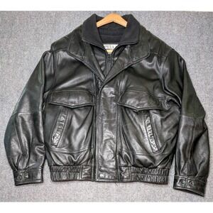Y2K Wilsons Pelle Studio Men's Large*‎ Black Leather Jacket 3M Thinsulate Lined
